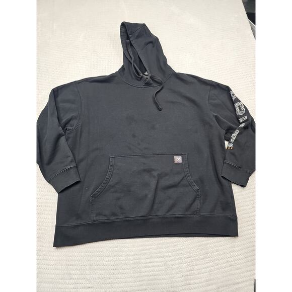 Ariat Rebar Sweatshirt Mens 2X Black Hooded Skeleton Graphic On Back - Picture 6 of 10